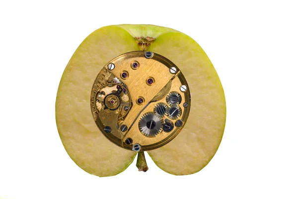 Äpple med kuggdrev maskin — Stockfoto