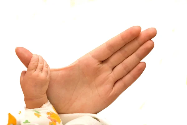 Isolerade baby och mamma händer — Stockfoto