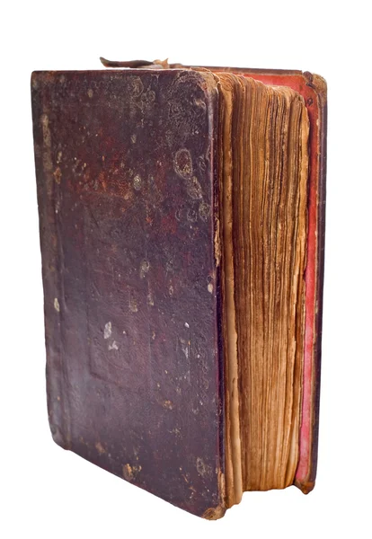 Jediná velmi stará kniha na bílém pozadí — Stock fotografie