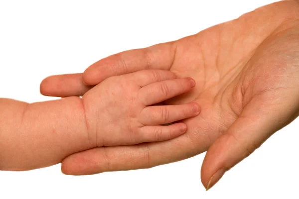 Isolado bebê e mãe mãos — Fotografia de Stock