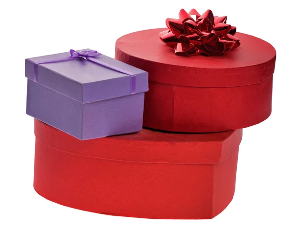 Lilac and red boxes — Stock Photo, Image