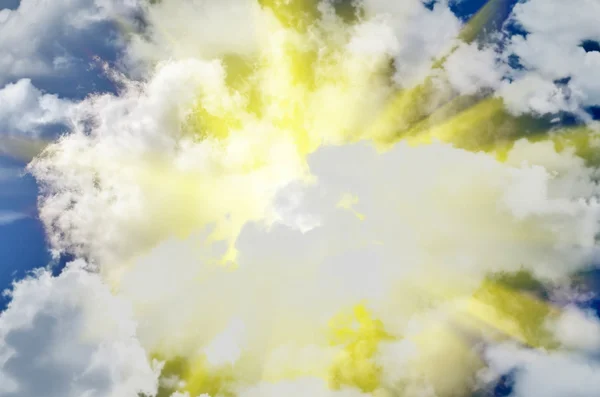 Yellow sun in clouds — Stock Photo, Image