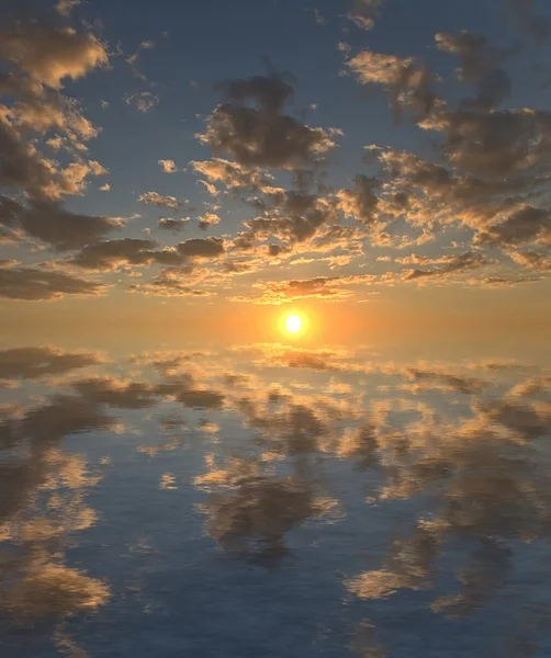 Захід сонця небо з відбиттям сонця — стокове фото