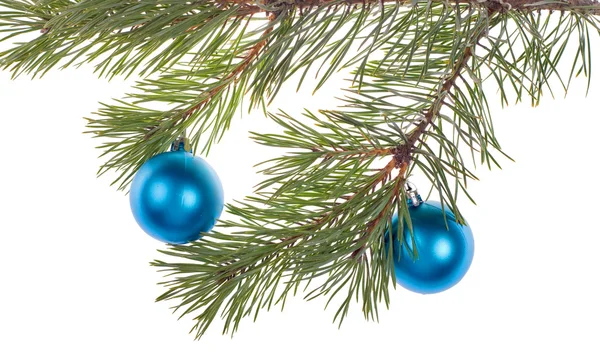 Два синіх різдвяних ялинкових прикраси — стокове фото