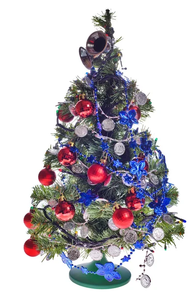 Χριστουγεννιάτικο δέντρο με διακόσμηση — Φωτογραφία Αρχείου