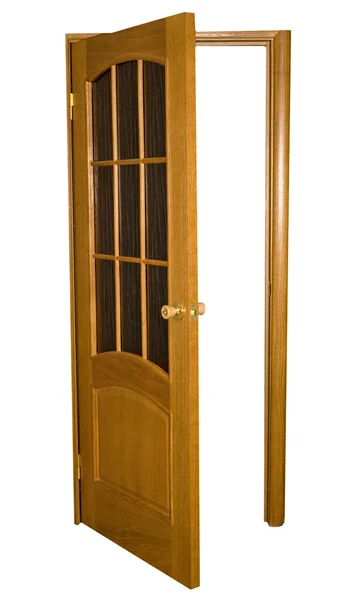 Drewniane drzwi ze szkła — Zdjęcie stockowe