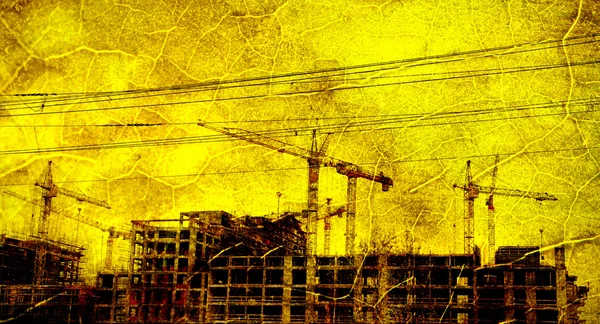 Grunge pozadí s výstavbou domu — Stock fotografie