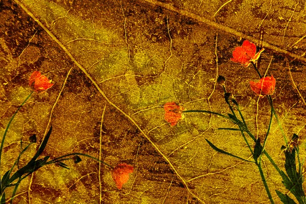 stock image Red flowersgrunge background
