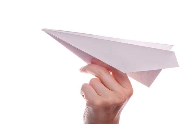 stock image Hand with paper airplane