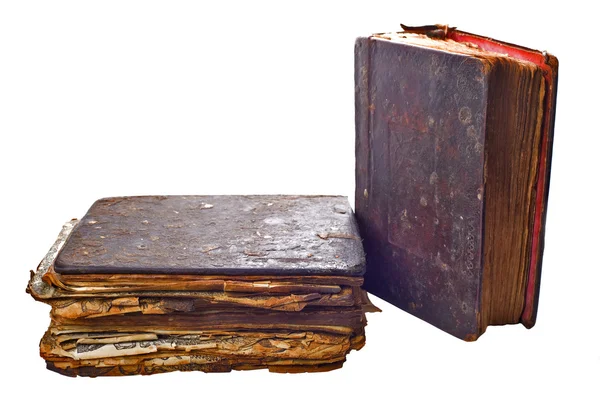 Two very old books on white Stock Photo