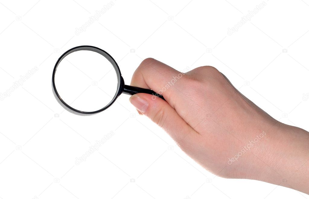 Black magnifying in hand