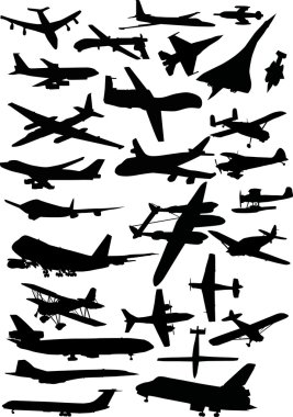 large set of airplanes clipart