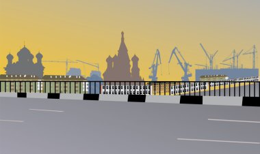 cathedrals in city illustration clipart