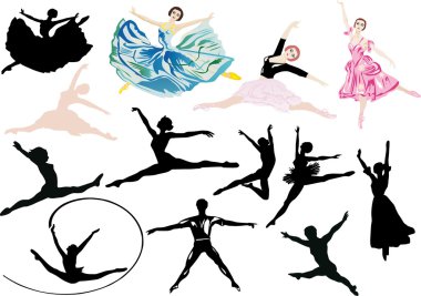 jumping ballet dancers collection clipart