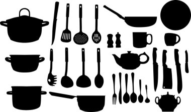 ware black silhouettes set clipart