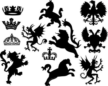 heraldic symbol large set clipart