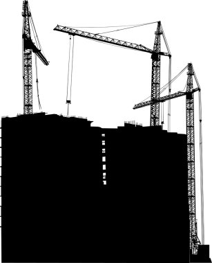 indastrial landscape with three cranes clipart