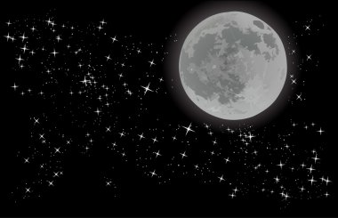 full moon on sky with stars