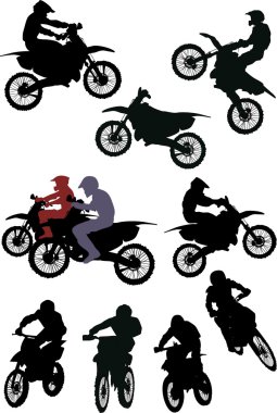 set of racer silhouettes clipart