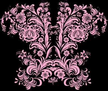 pink abstract pattern with plant elements clipart