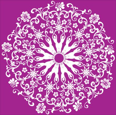 white on pink floral circle