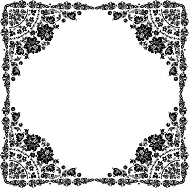 conventionalized black rose frame clipart