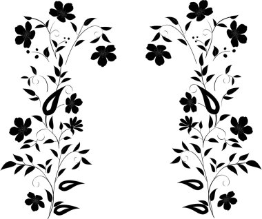 two abstract black flower strips clipart