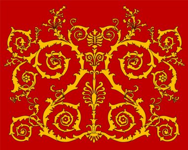 Altın kırmızı kıvrılmış dekorasyon