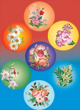 yedi çiçek kompozisyonlar
