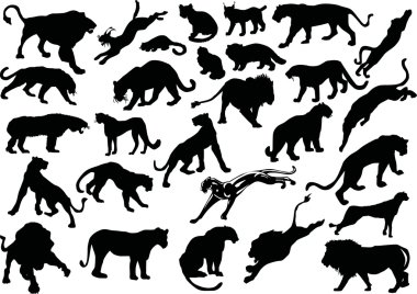 twenty eight big cat silhouettes clipart