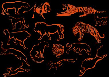 orange predator silhouettes clipart