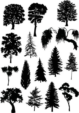 fifteen tree silhouettes clipart