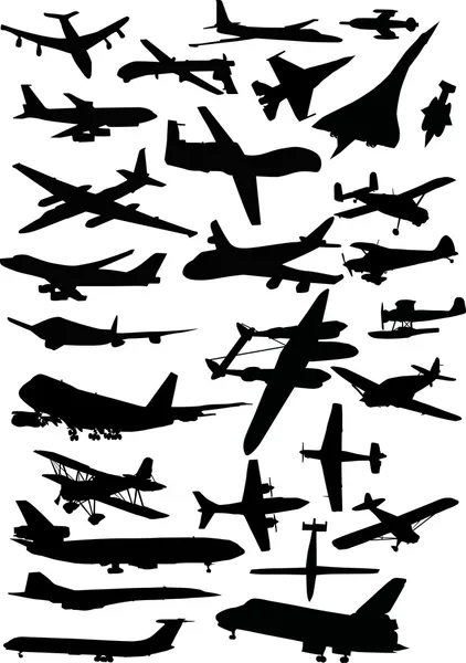 Large set of airplanes — Stock Vector