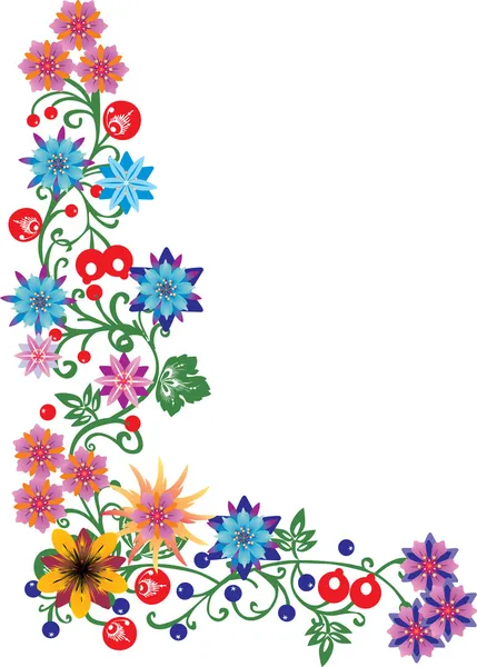 Patrón con esquina floral de color en blanco — Archivo Imágenes Vectoriales