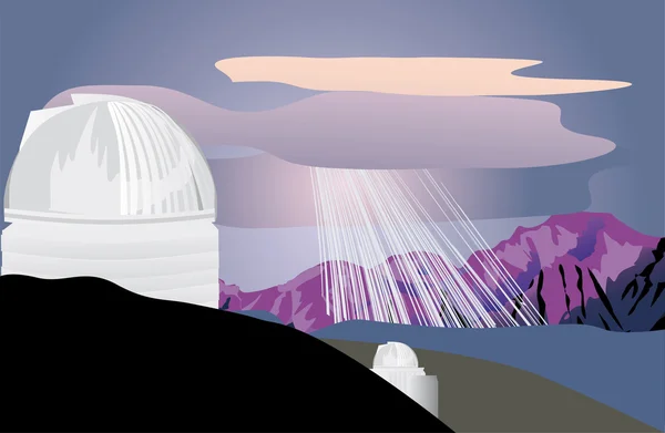 Αστρονομία Παρατηρητήριο στα βουνά — Διανυσματικό Αρχείο