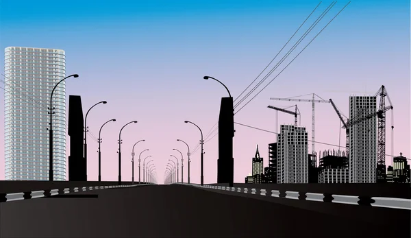 Paysage avec rue moderne — Image vectorielle