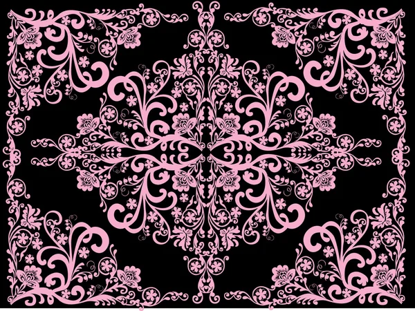 Roze florale decoratie in frame — Stockvector