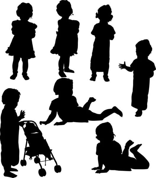 Sette sagome isolate per bambini — Vettoriale Stock