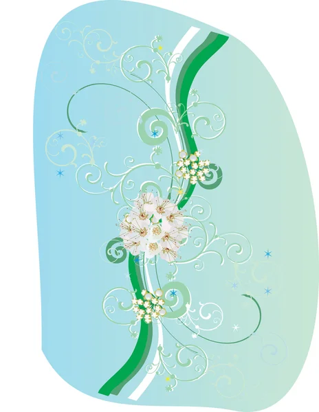 Petites fleurs blanches sur bleu — Image vectorielle