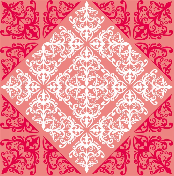 赤とピンクのカールの対称的な背景 — ストックベクタ