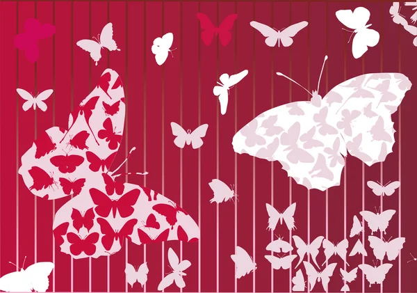 Farfalla sfondo rosso — Vettoriale Stock