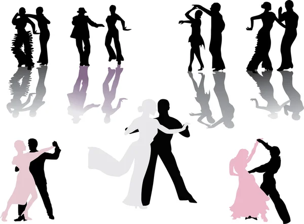 Siete parejas bailarinas — Archivo Imágenes Vectoriales