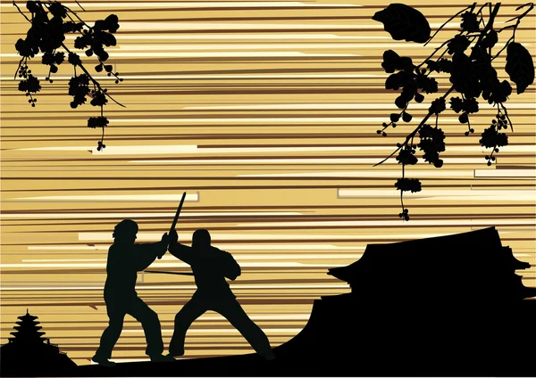 两个战士和树枝 — 图库矢量图片