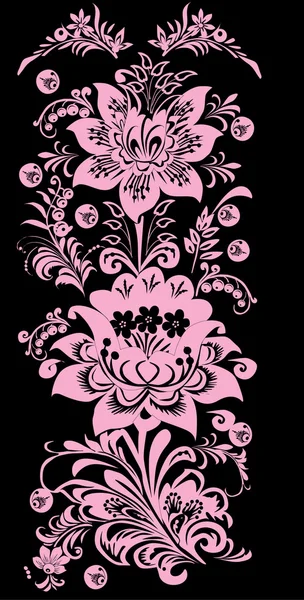 Pink vertical floral stripe — Stock Vector