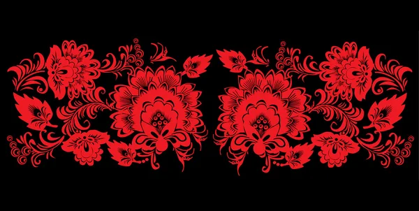 Illustration de bande de fleur noire et rouge — Image vectorielle