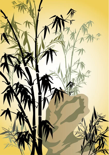 Bambu e pedras ilustração —  Vetores de Stock