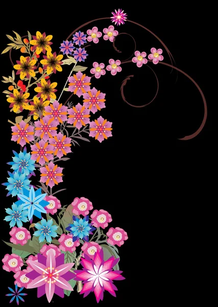 Curl med färg abstrakt blommor — Stock vektor