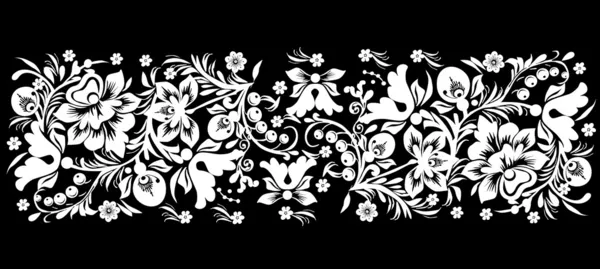 Czarno-białych kwiatów ozdobnych zespołu — Wektor stockowy