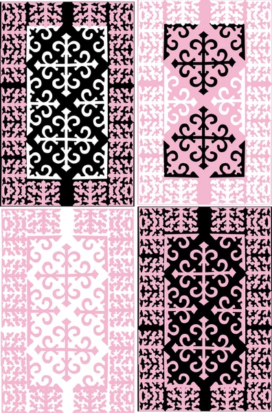 Four pink and black designs collection — Stock Vector