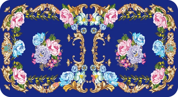 Diseño de rosa simétrica en azul — Vector de stock